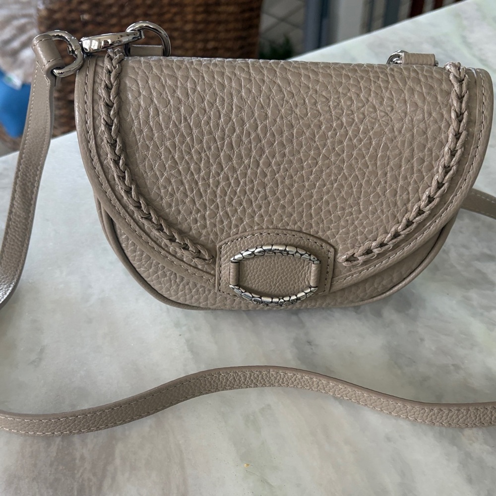 Brighton. Taupe Leather Crossbody Bag